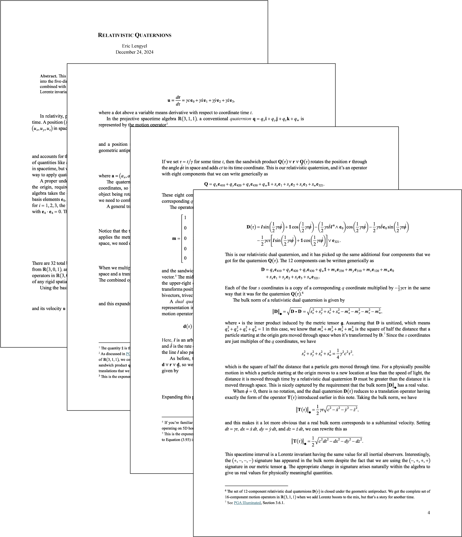 Relativistic Quaternions paper made with Radical Pie equation editor
