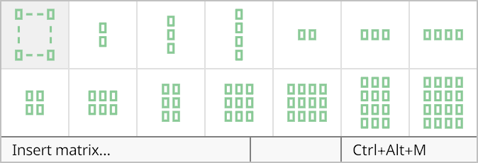 Matrices palette in the Radical Pie equation editor
