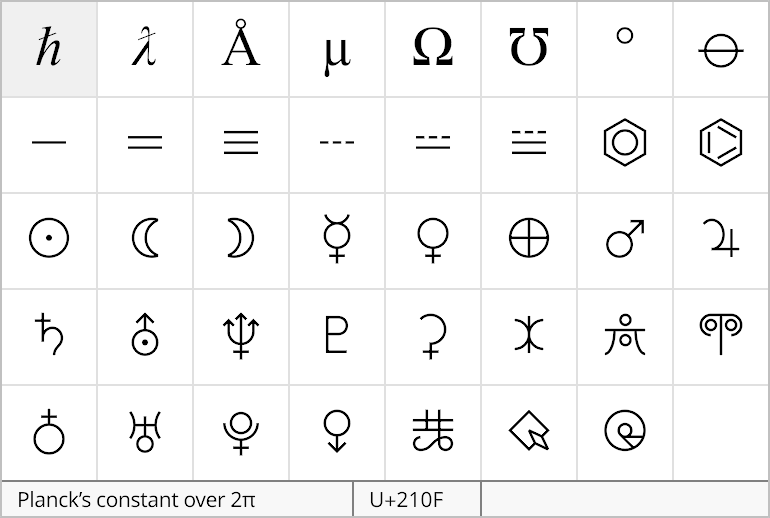 Physical sciences palette in the Radical Pie equation editor